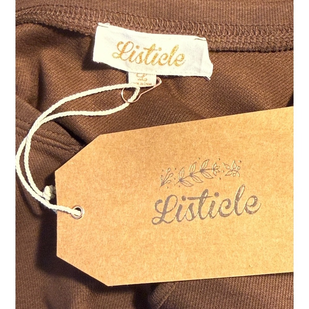 Listicle Brown V Neck Long‎ Sleeve Sweater Top Women's Size Large NWT - Picture 4 of 8